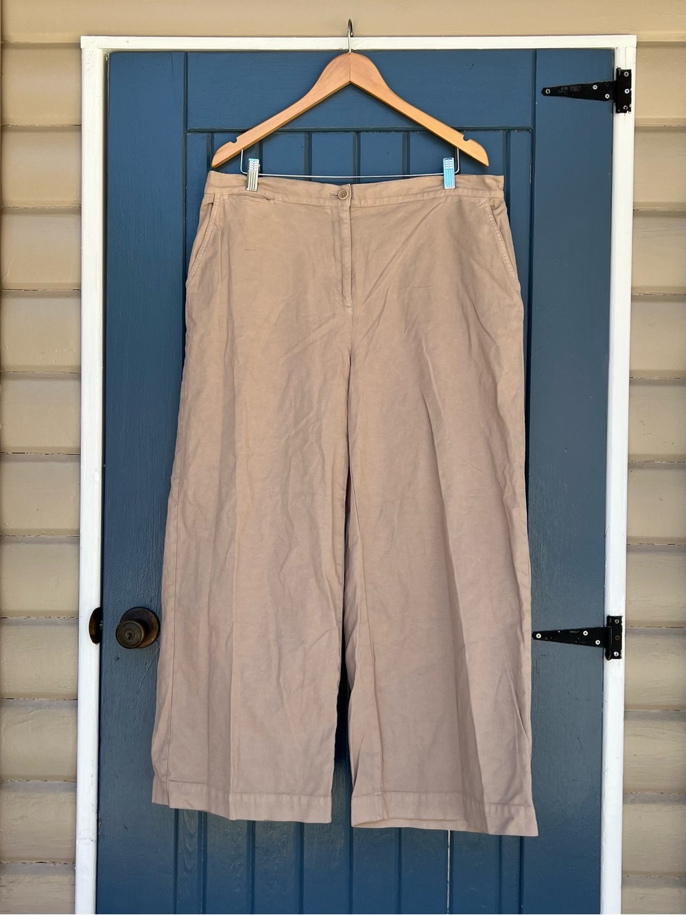 Eileen Fisher Beige Wide Leg Cropped Trousers Pants  women’s Size 16